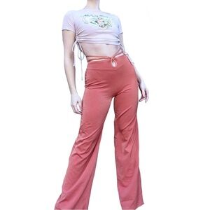 Oh Polly High Waisted Desert Breeze Wide Leg Keyhole Trouser Pant 6